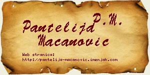 Pantelija Macanović vizit kartica